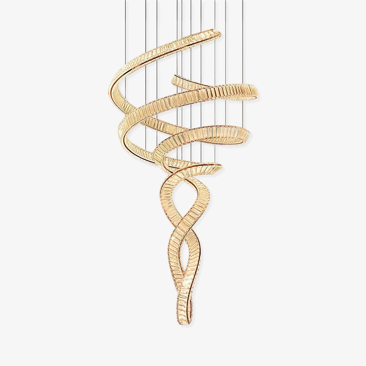 Long Spiral Crystal Chandelier with Stainless Steel Frame