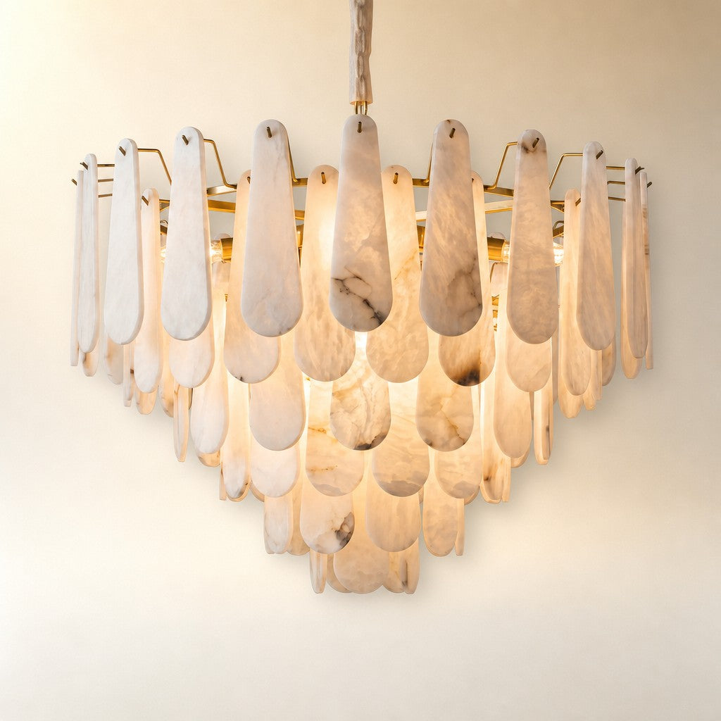Lorian Modern Alabaster Tiered Chandelier