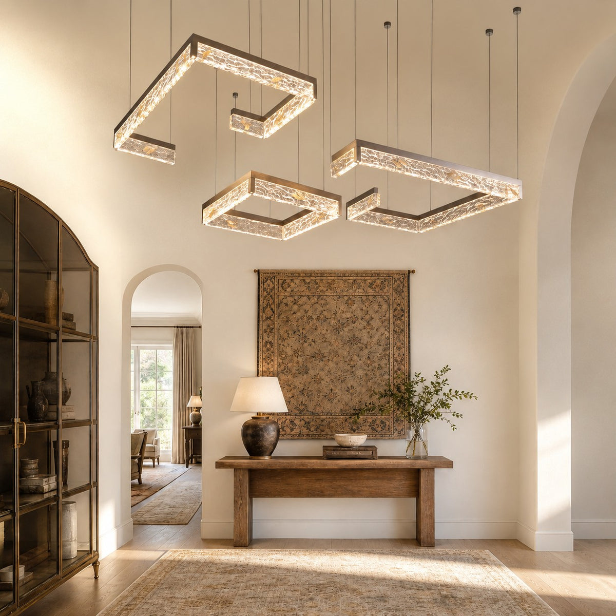 Luminous Cube Modern Multi-Tier Cluster Chandelier