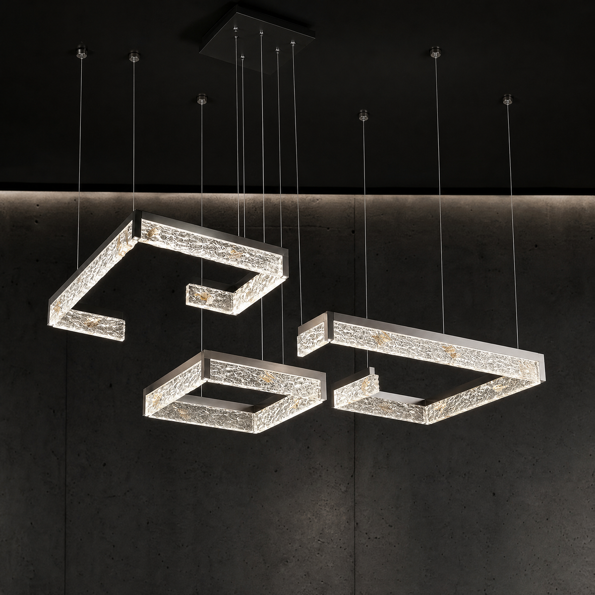 Luminous Cube Modern Multi-Tier Cluster Chandelier