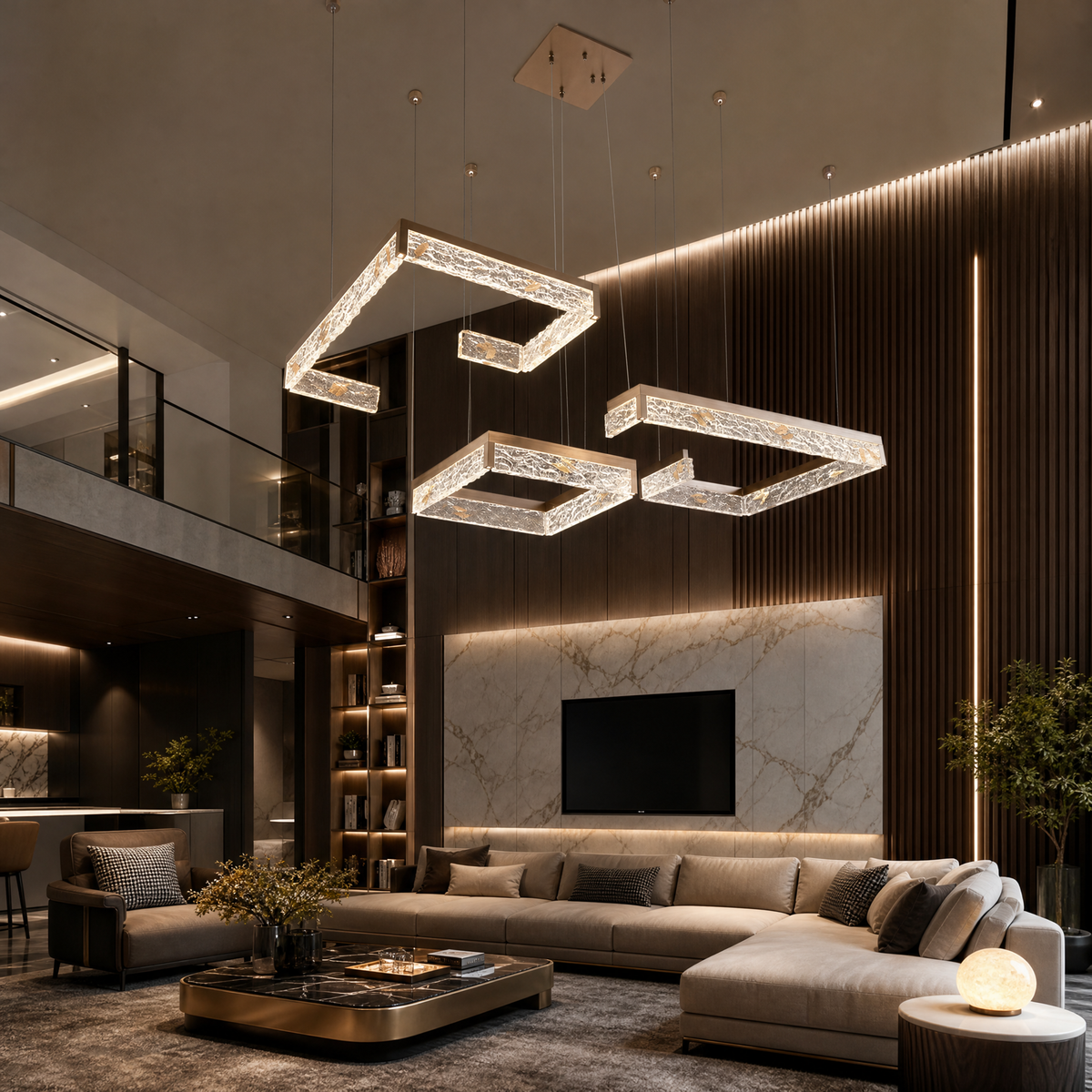 Luminous Cube Modern Multi-Tier Cluster Chandelier