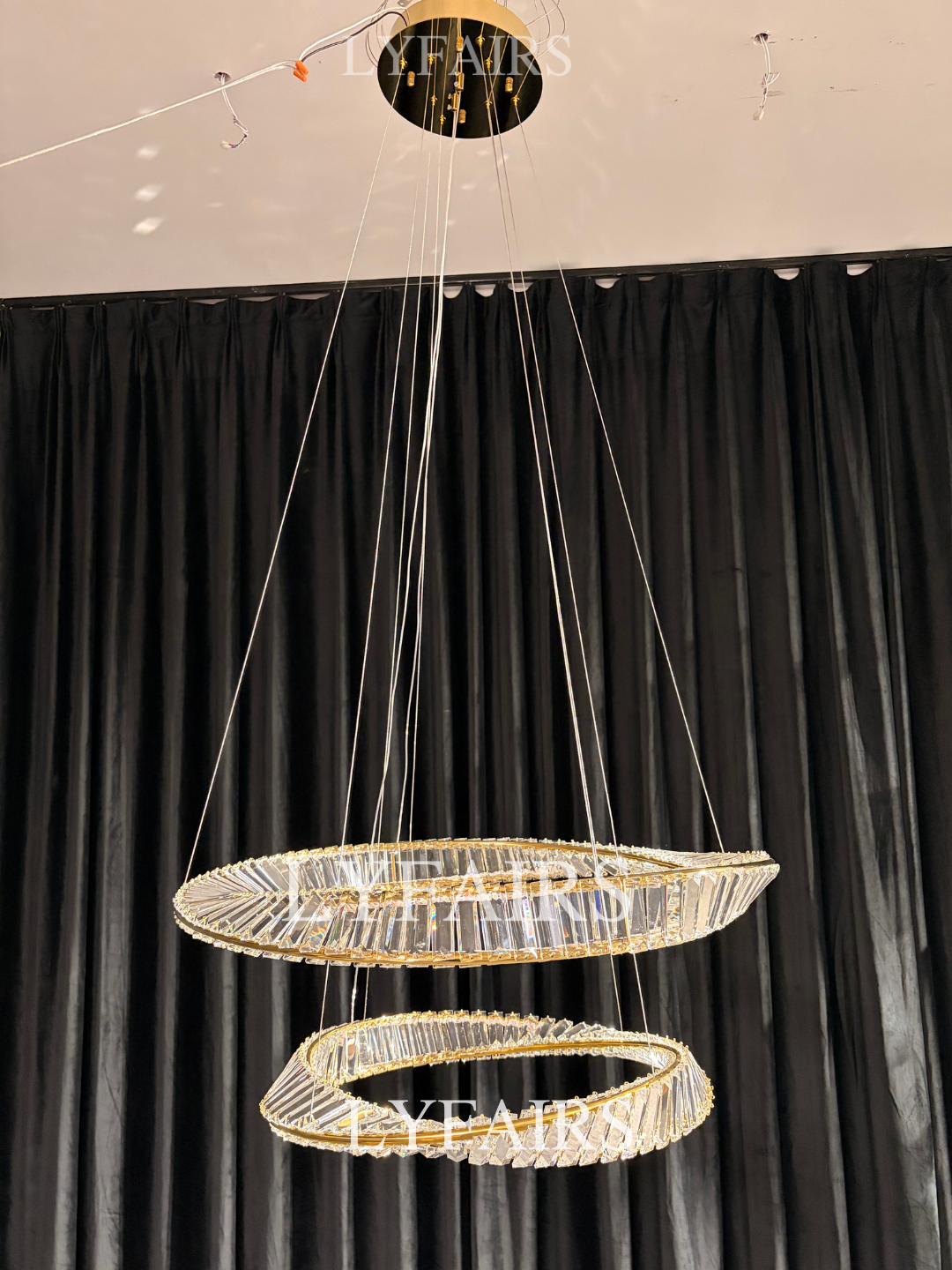 1/2/3-Ring Crystal Chandelier for Luxury Living/ Dining Room/Bedroom