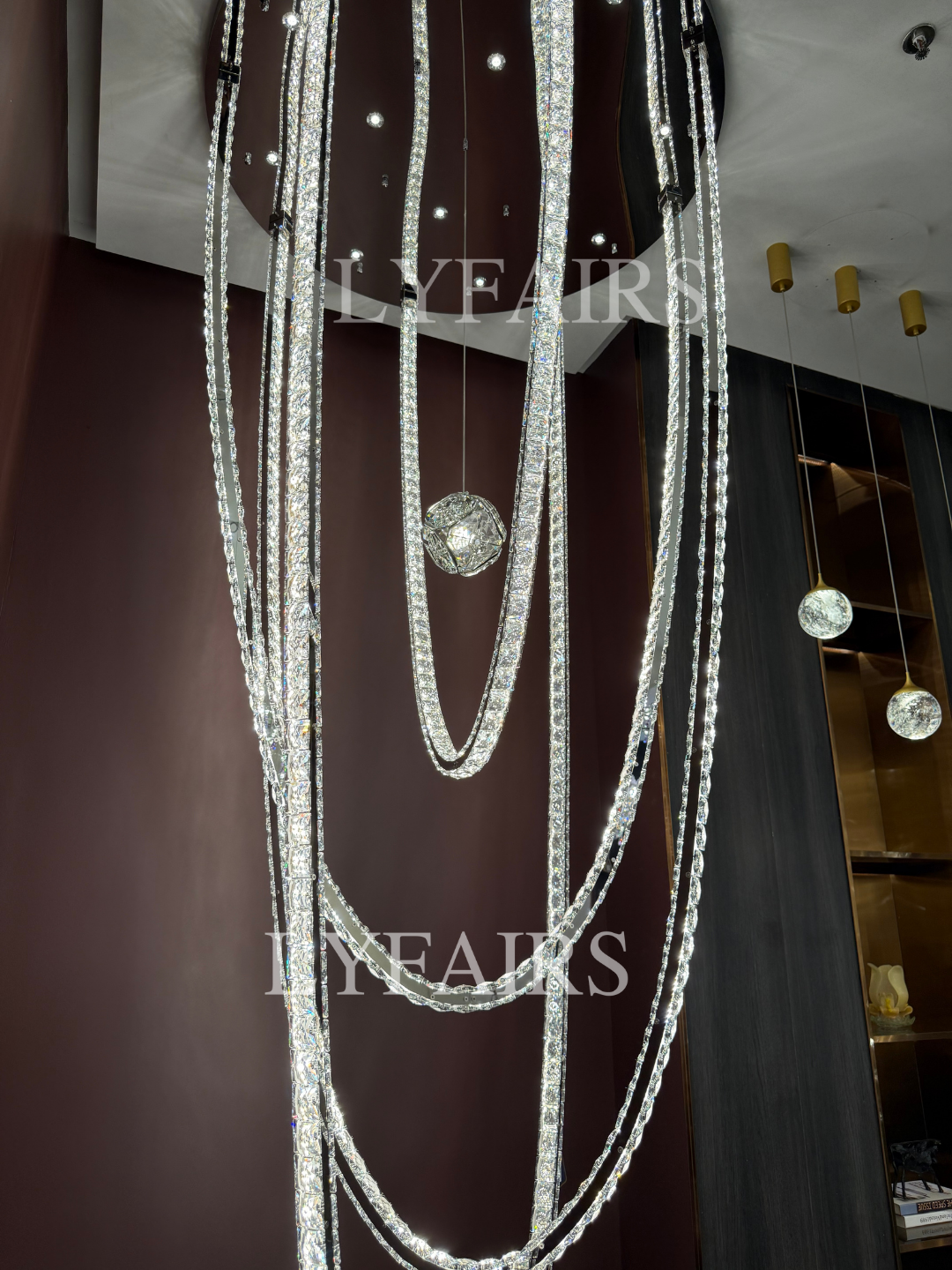 Luxury U-shaped Crystal Chandelier for High Ceilings