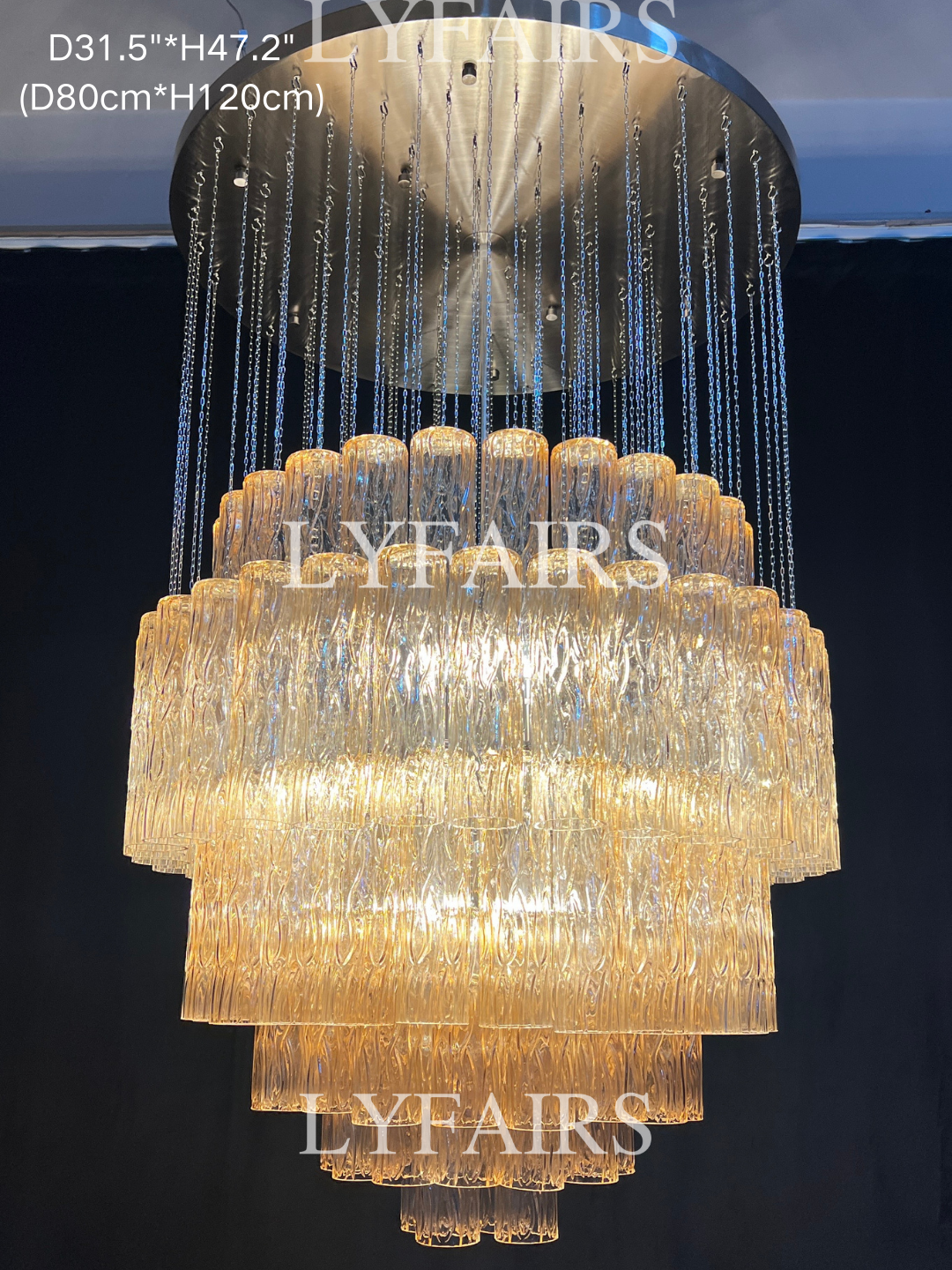 Luxury Floating Glass Tube Chandelier for High Ceiling