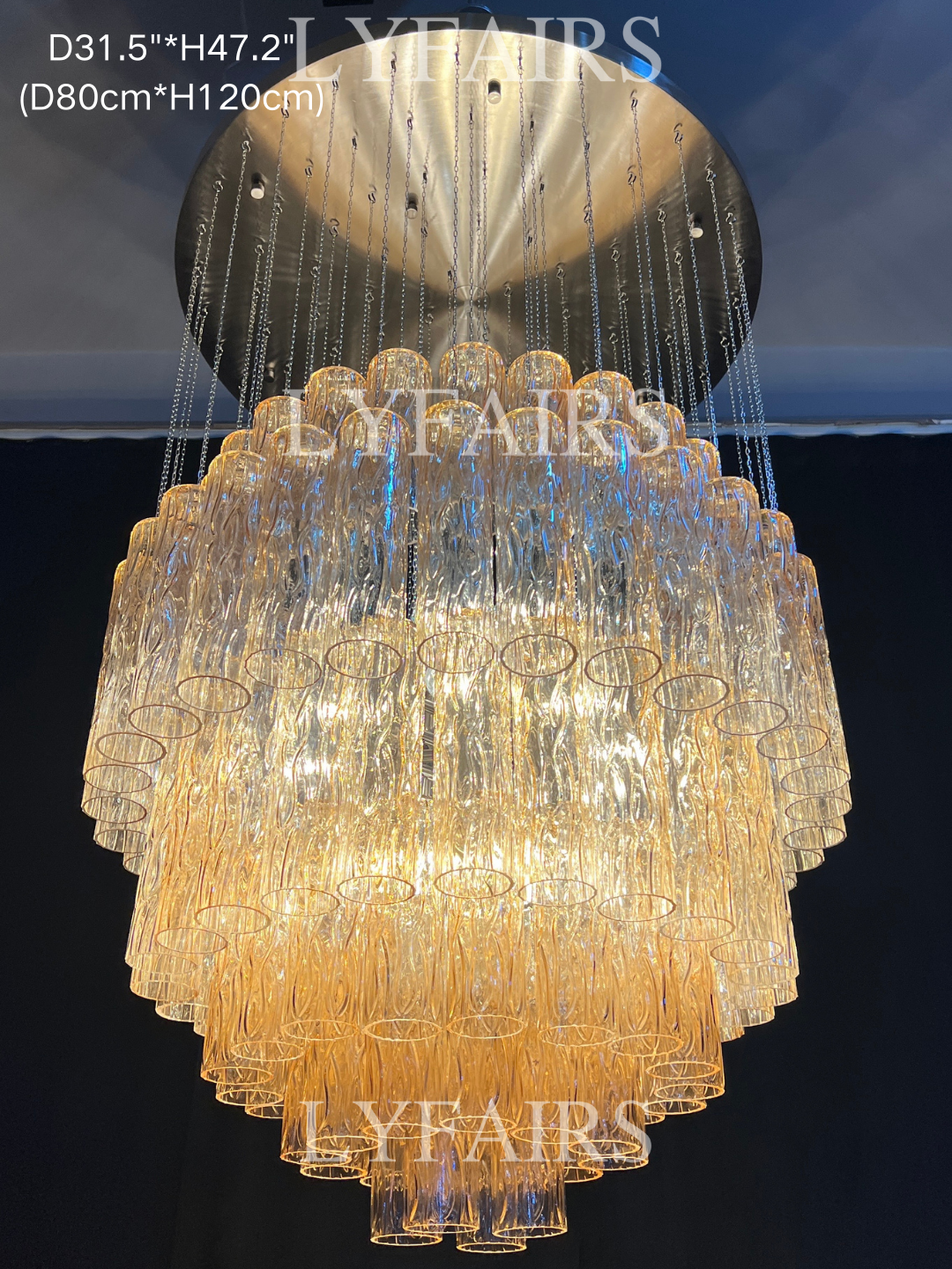 Luxury Floating Glass Tube Chandelier for High Ceiling