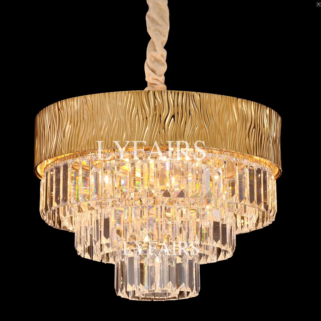 Modern Gold Round/Oval Light Luxury Ceiling Crystal Chandelier Set for Living Room/Dining Room
