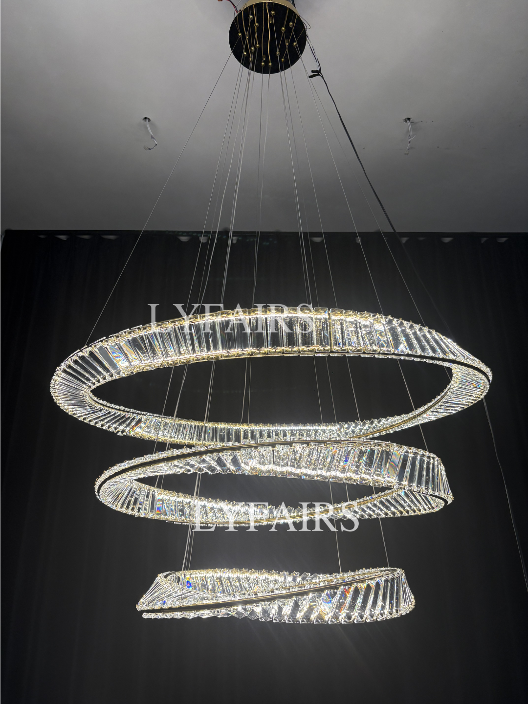 1/2/3-Ring Crystal Chandelier for Luxury Living/ Dining Room/Bedroom