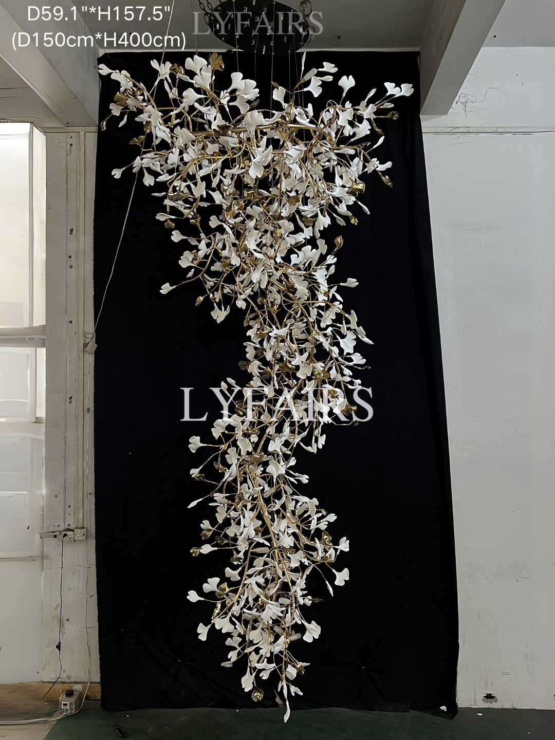 Extra Large Ceramics Ginkgo Leaves Twig Chandelier for High Ceiling Living Room/Hotel Hall