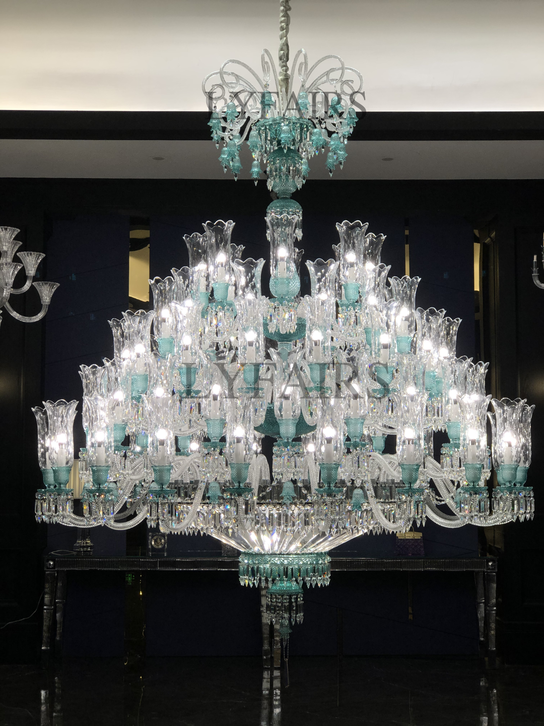 Luxury Classic Candle Light Tiffany Green Crystal Chandelier for Livng Room/Staircase/Foyer