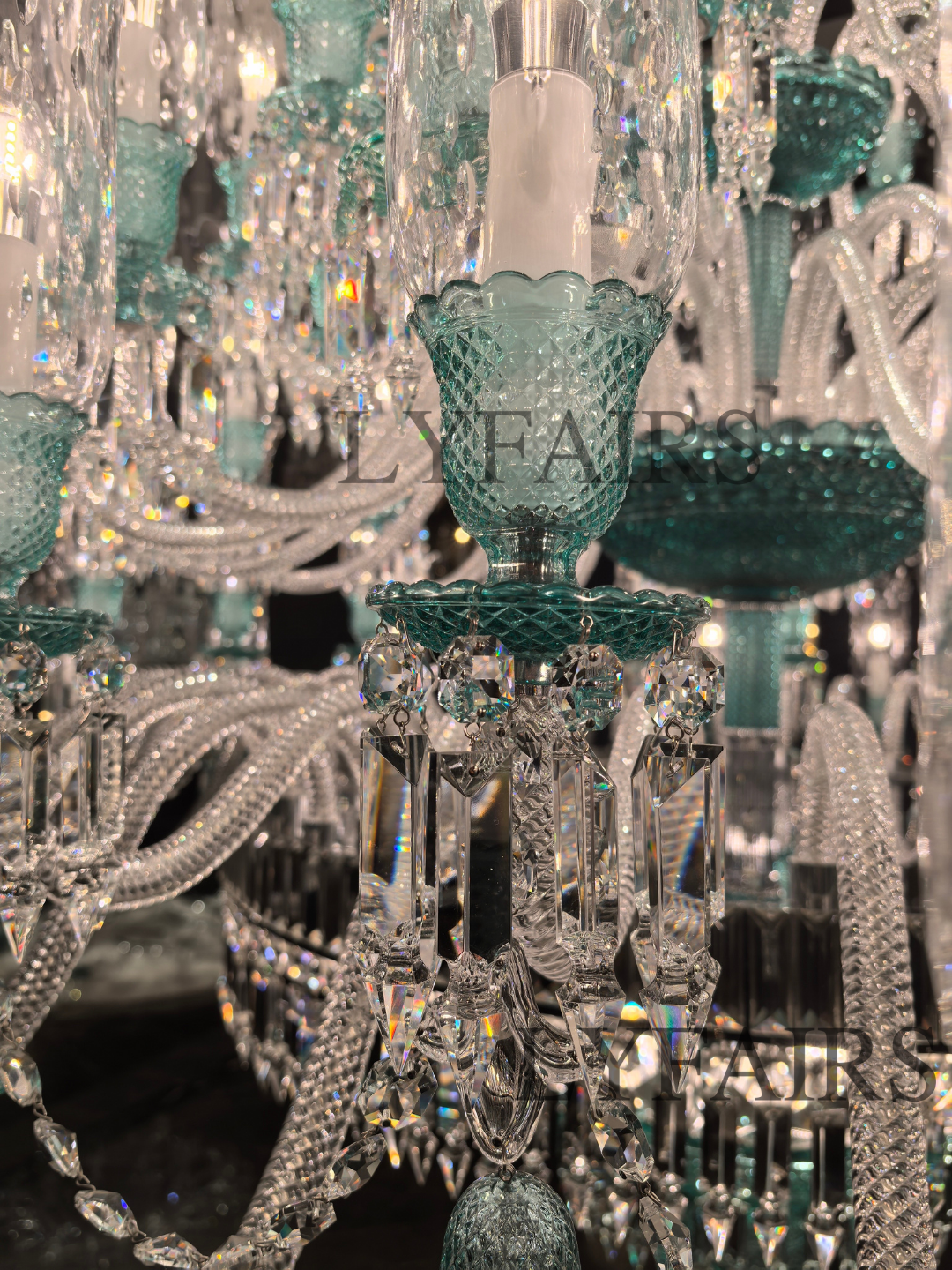 Luxury Classic Candle Light Tiffany Green Crystal Chandelier for Livng Room/Staircase/Foyer