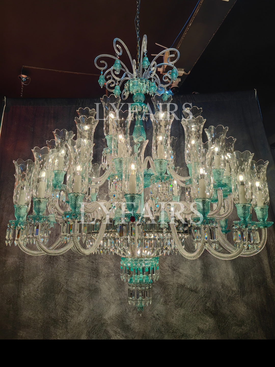Luxury Classic Candle Light Tiffany Green Crystal Chandelier for Livng Room/Staircase/Foyer