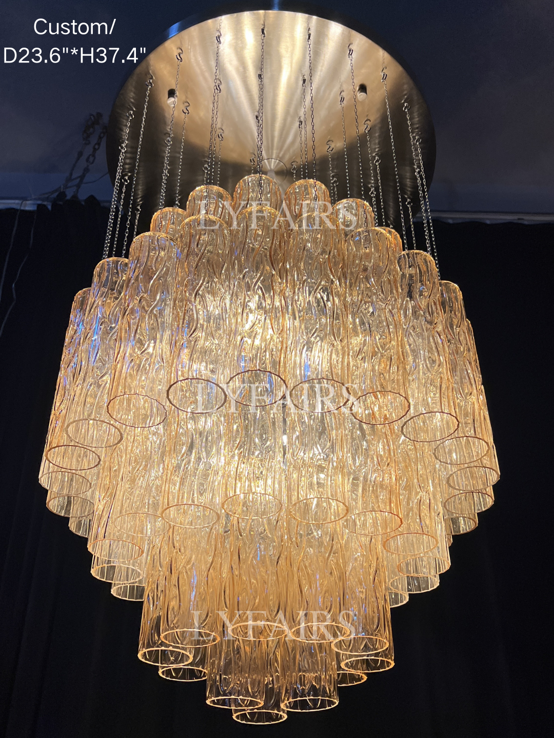 Luxury Floating Glass Tube Chandelier for High Ceiling