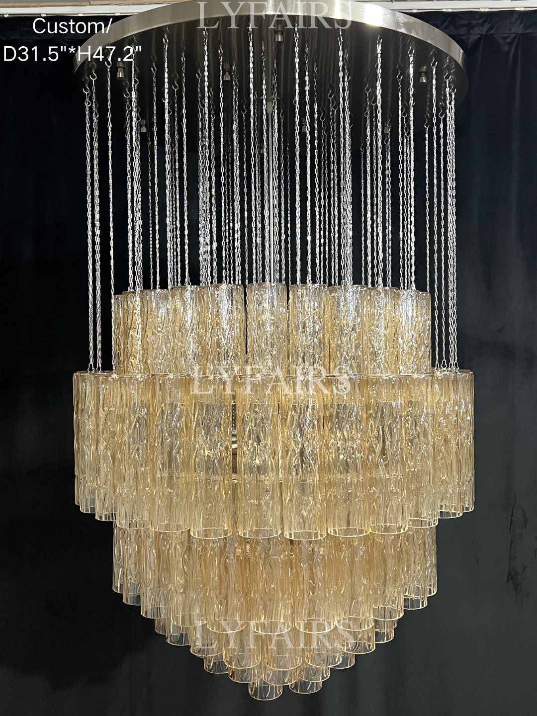 Luxury Floating Glass Tube Chandelier for High Ceiling
