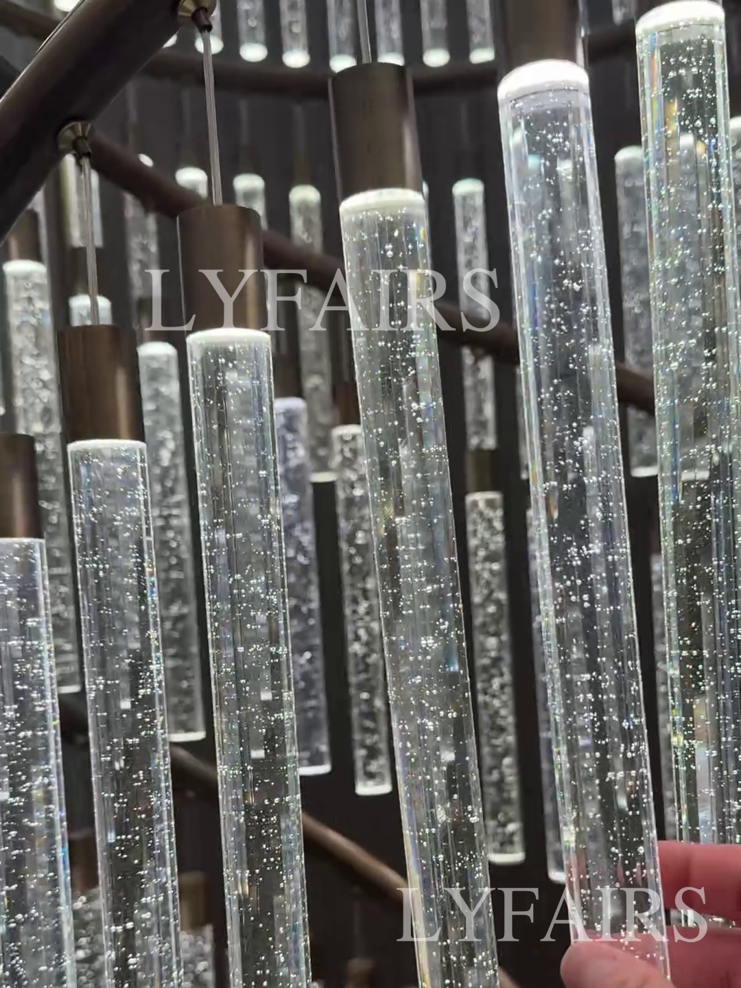 Luxury Spiral Bubble Crystal Chandelier for High Ceiling