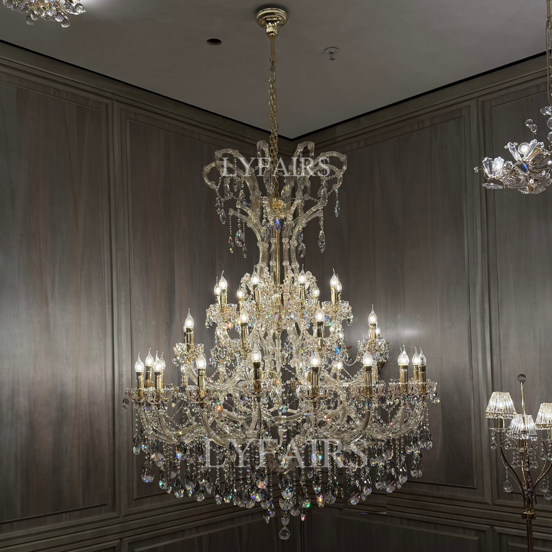 Majestic Royal Crown Crystal Candle Chandelier for Luxury Villa & Banquet Hall