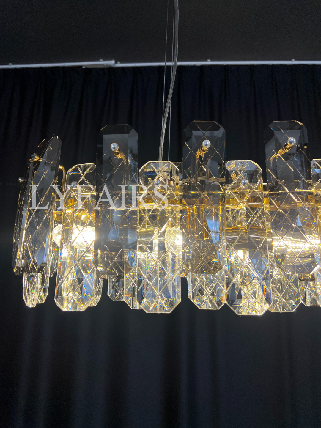 Modern Smoky Gray Crystal Chandelier Gleamy Light Fixture for Living/Dining Room/ Bedroom/ Home Office