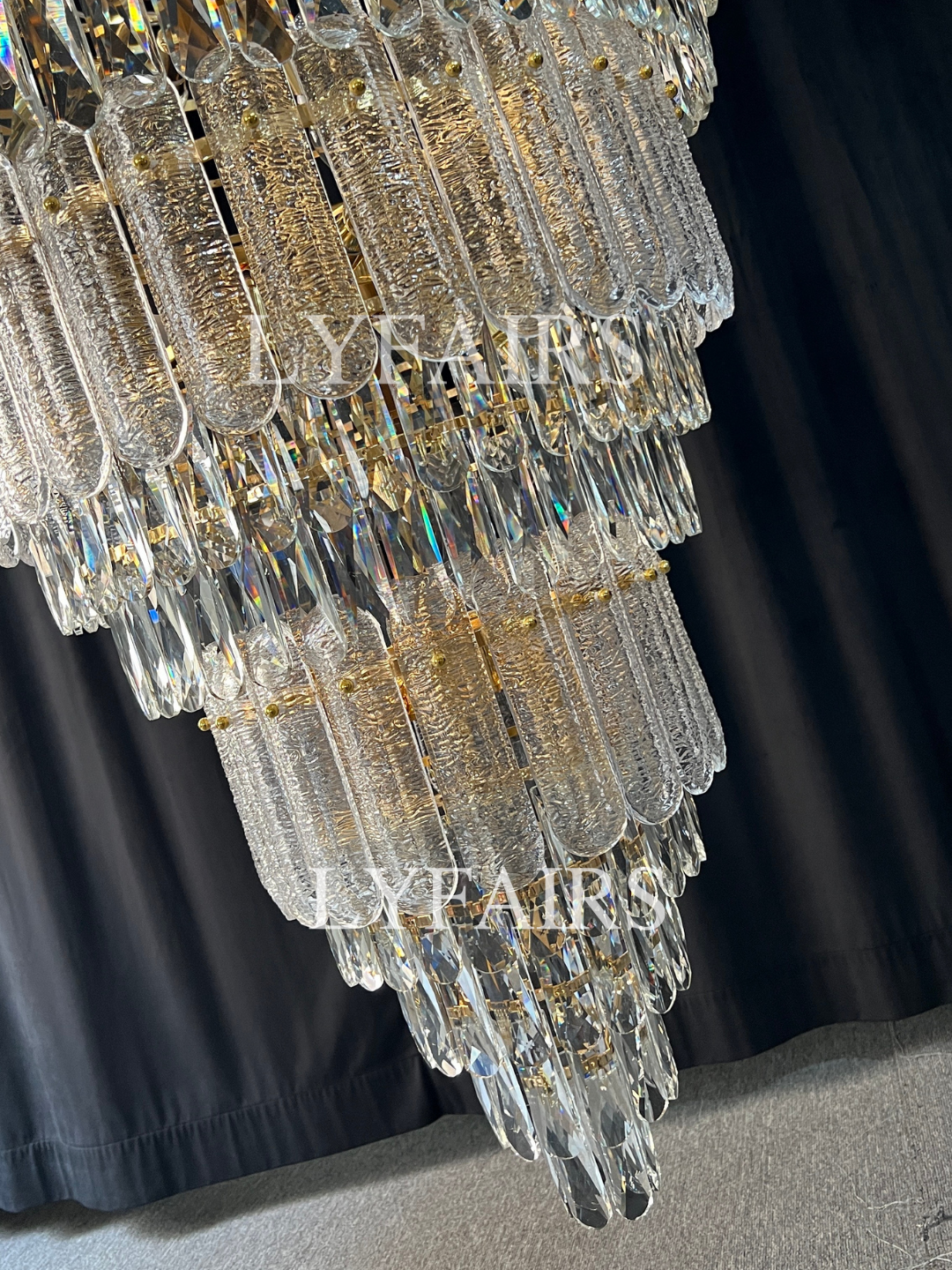 Oversized Multi-layers Luxury Gold Crystal Chandelier For Large Foyer/Hallway/Entryway