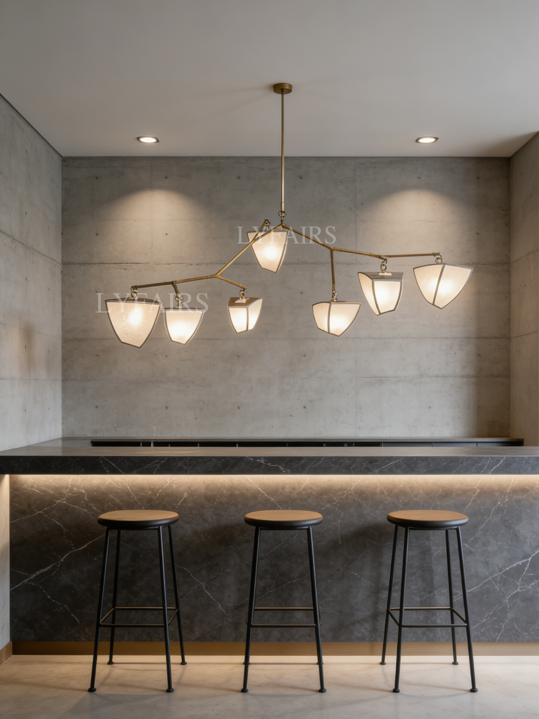 Modern Silk-Textured Frosted Acrylic Branch Chandelier
