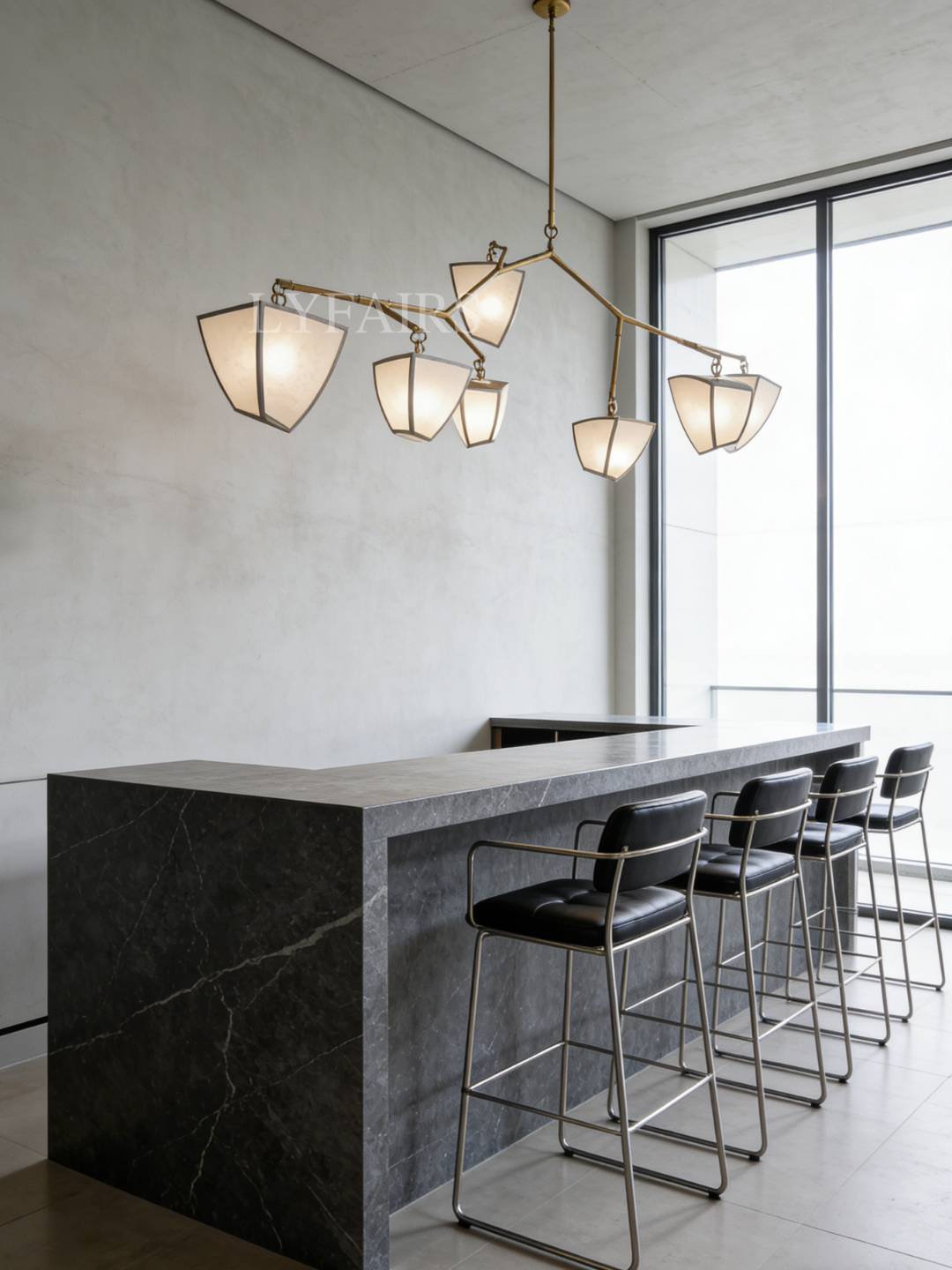 Modern Silk-Textured Frosted Acrylic Branch Chandelier