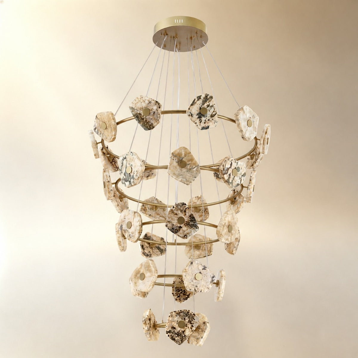 Lysor Modern Natural Stone Cascading Chandelier