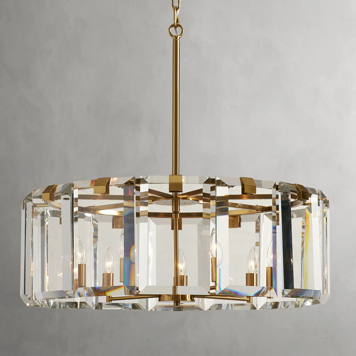 Modern Amaya Round Crystal Chandelier in Brass and Bronze Finishes