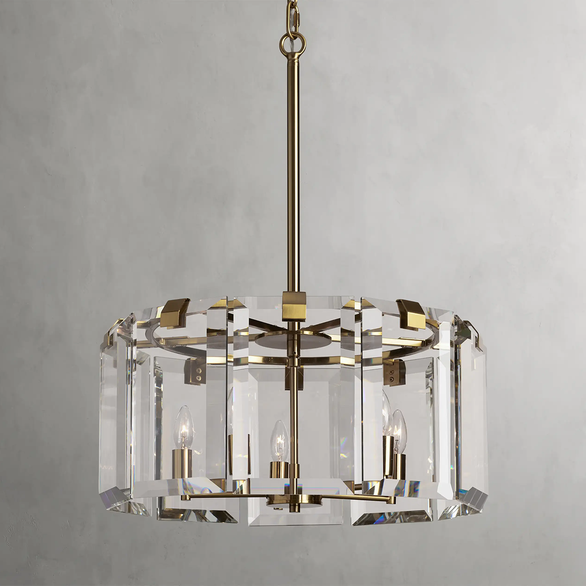 Modern Amaya Round Crystal Chandelier in Brass and Bronze Finishes