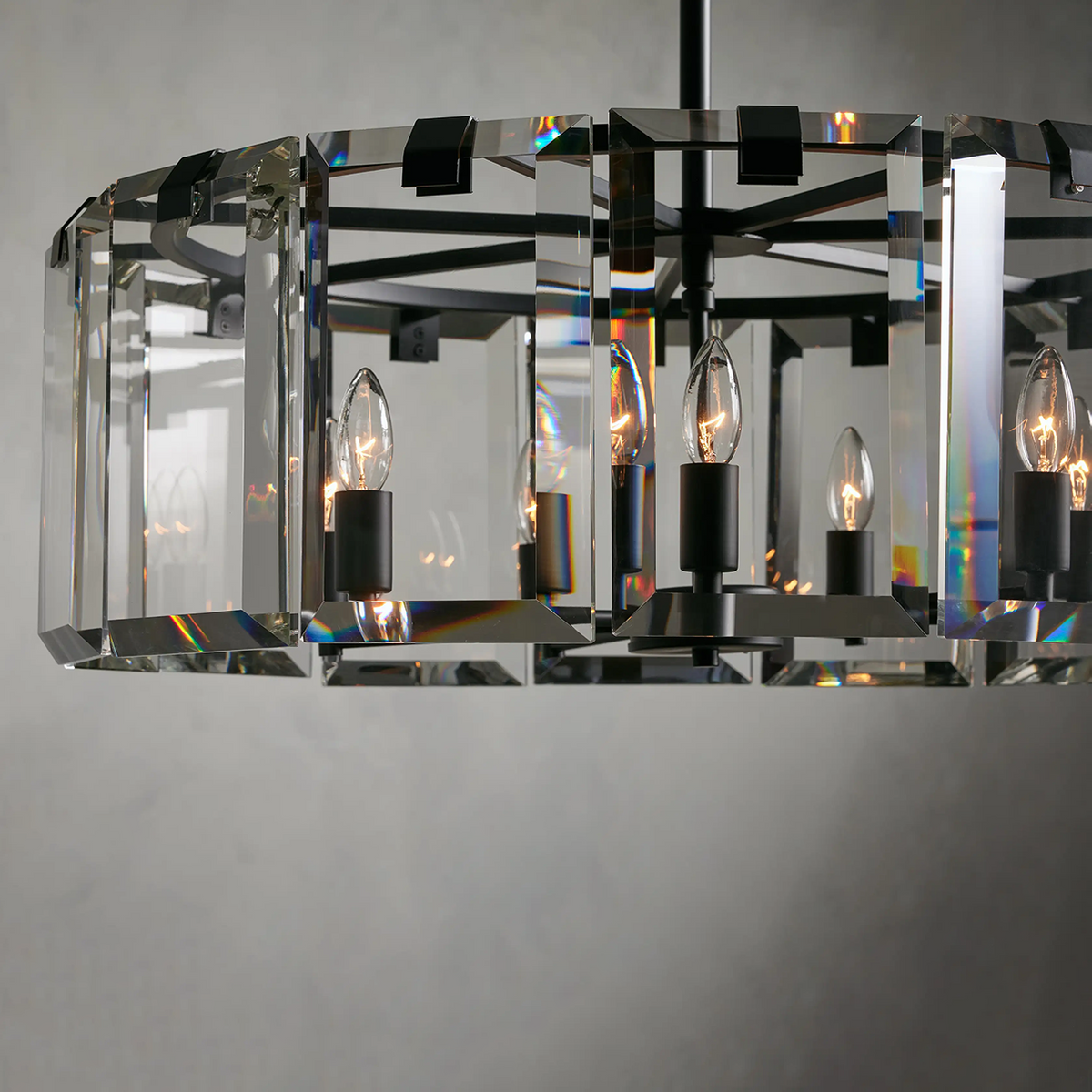 Modern Amaya Round Crystal Chandelier in Brass and Bronze Finishes