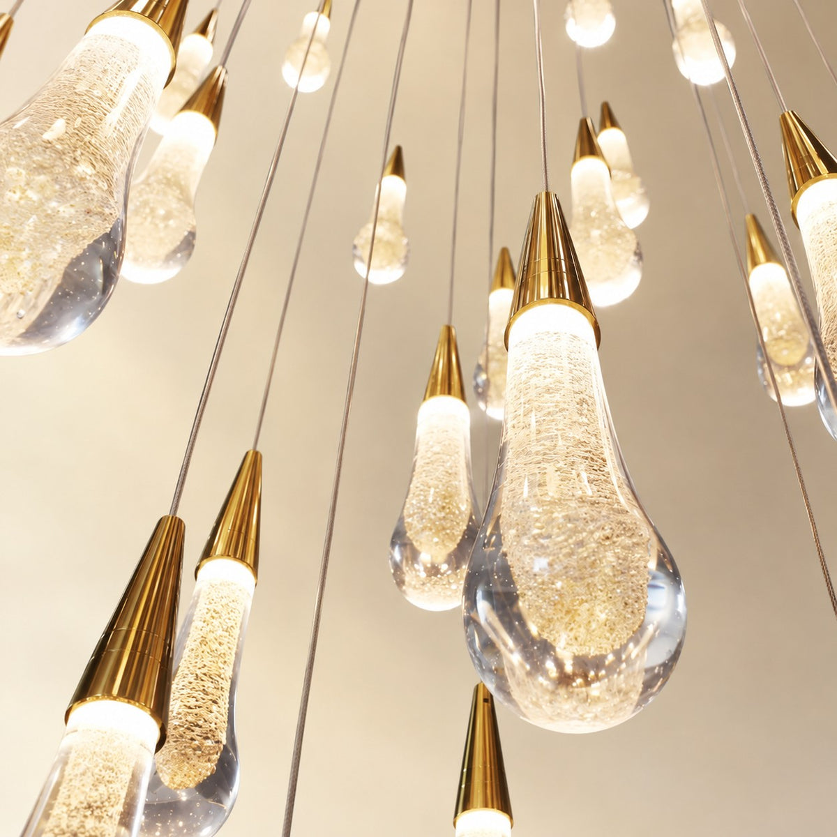 Modern Cascade Raindrop Round Spiral Crystal Chandelier for Staircase/Foyer