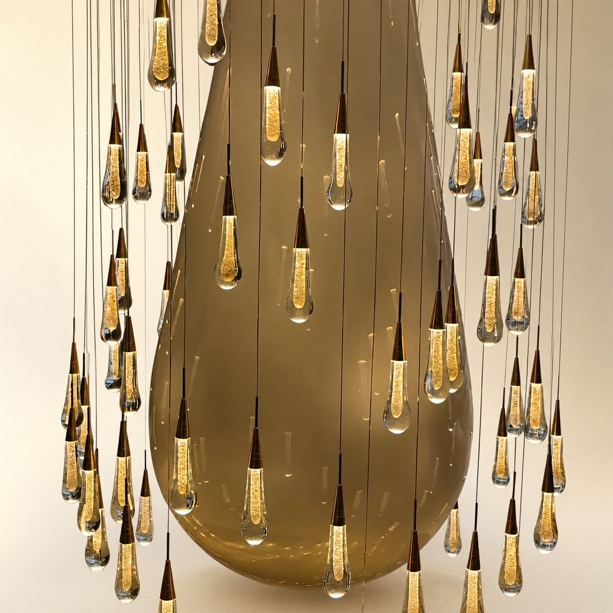 Modern Cascade Raindrop Round Spiral Crystal Chandelier for Staircase/Foyer