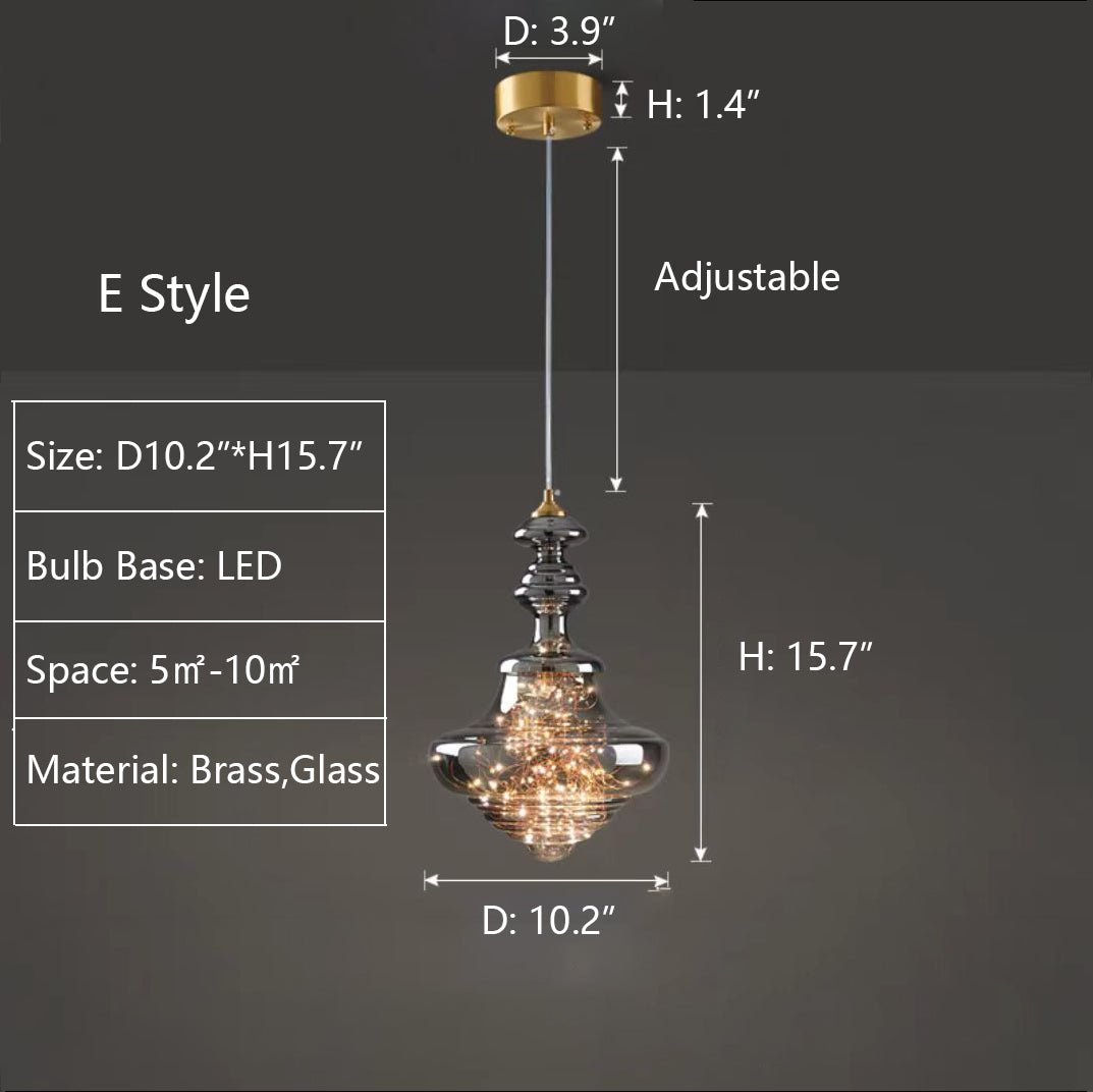 Modern Gray Glass Starry Sky Pendant Light Fixture for Dining Room/Bar/Kitchen Island