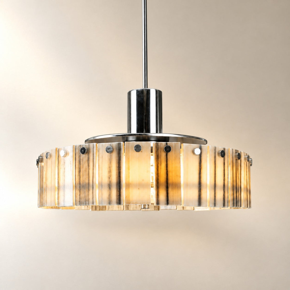 Modern Luxury Stone LED Drum Chandelier