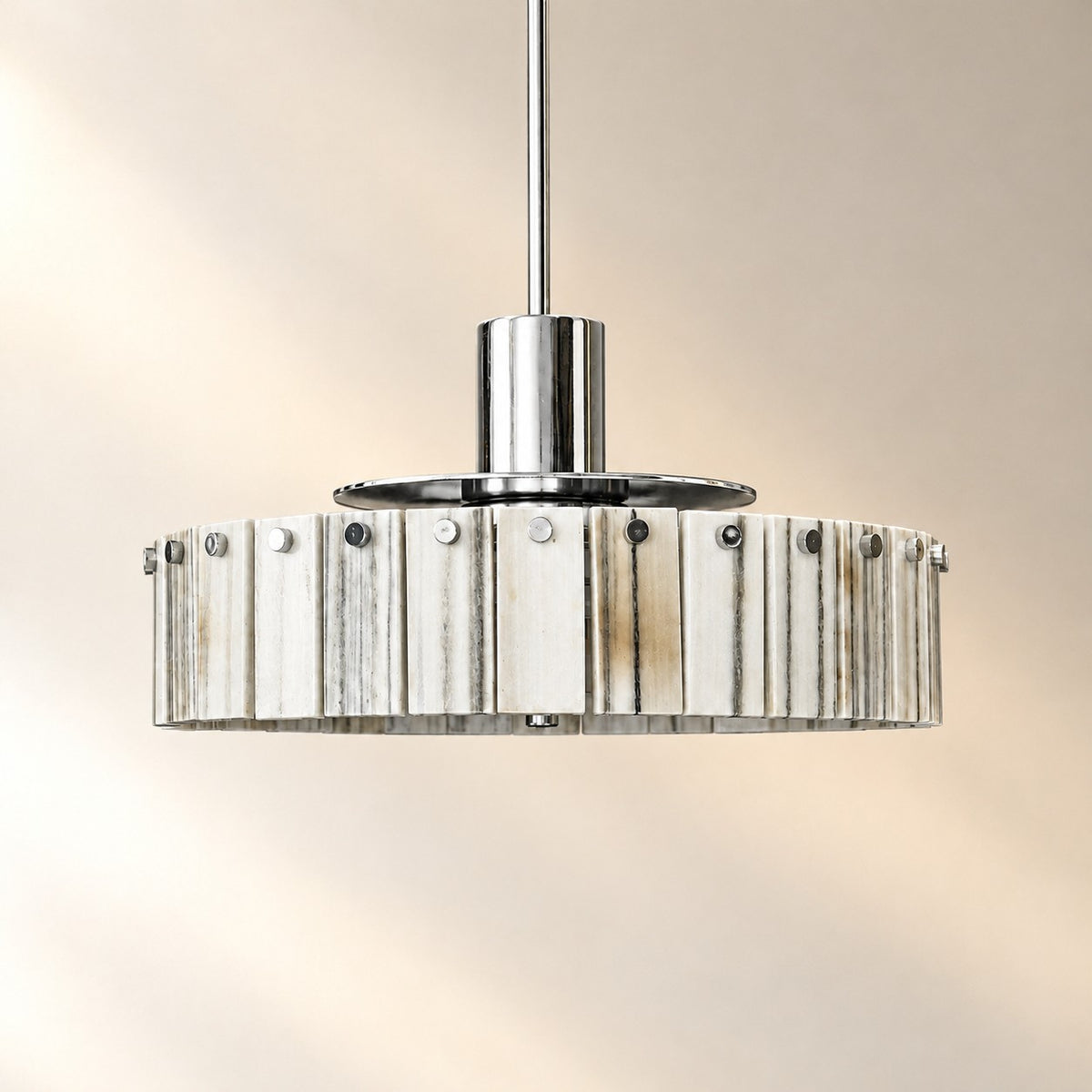 Modern Luxury Stone LED Drum Chandelier