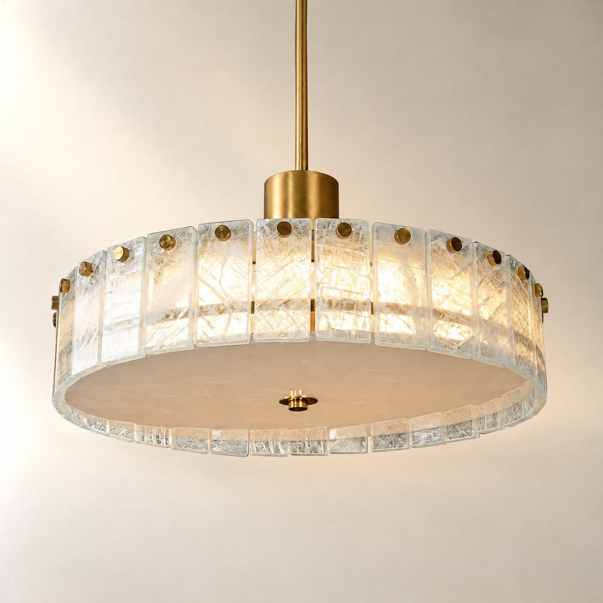 Modern Luxury Stone LED Drum Chandelier