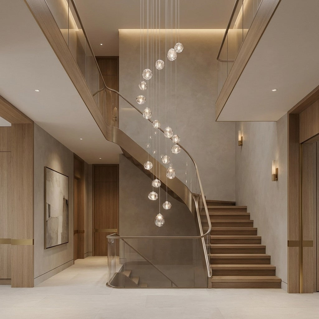 Modern Nordic Style Hand Blown Glass Pendant Crystal Chandelier For Dining Room/Living Room/Stairwell
