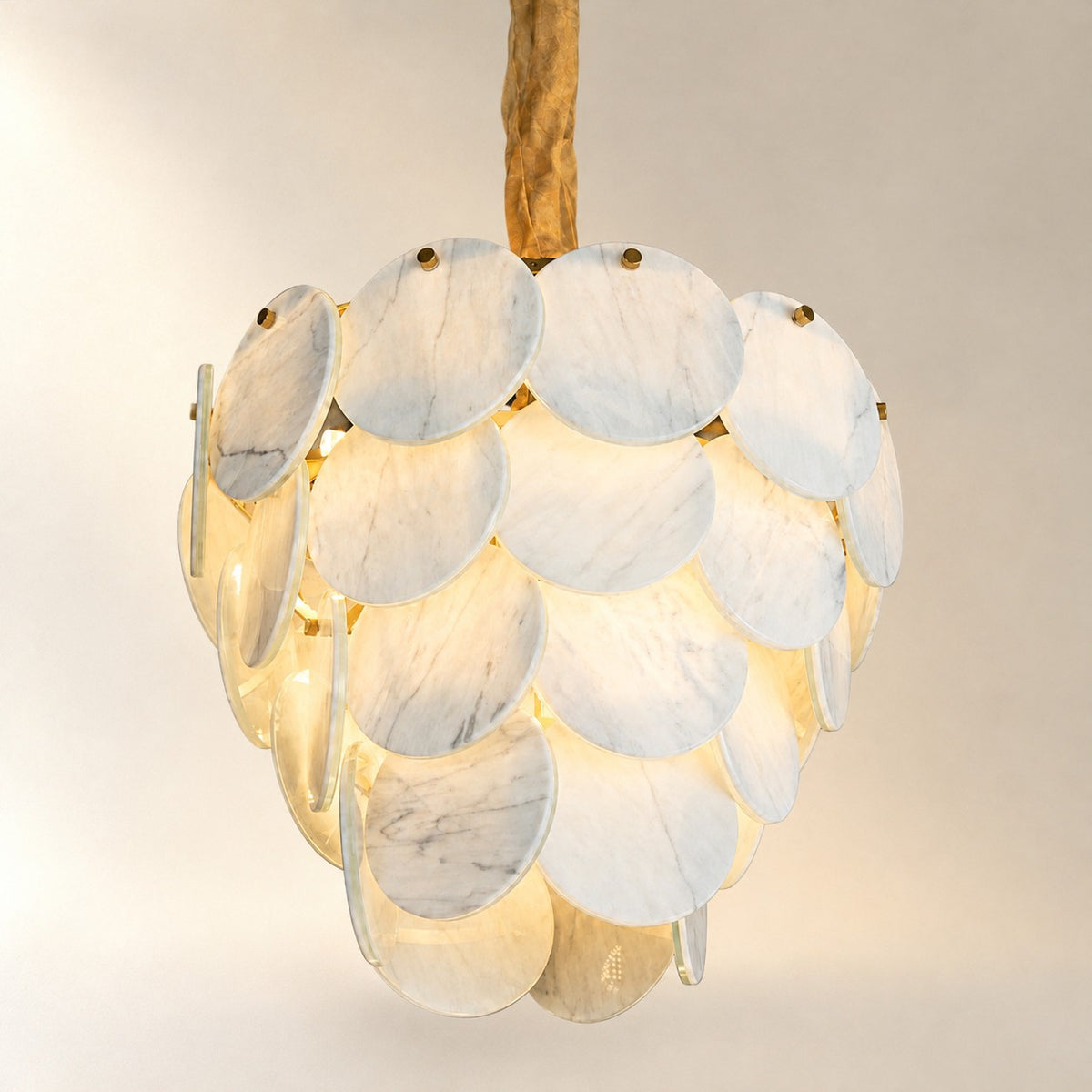 Modern Pearl Mist Gray Luxury stone Petal Chandelier