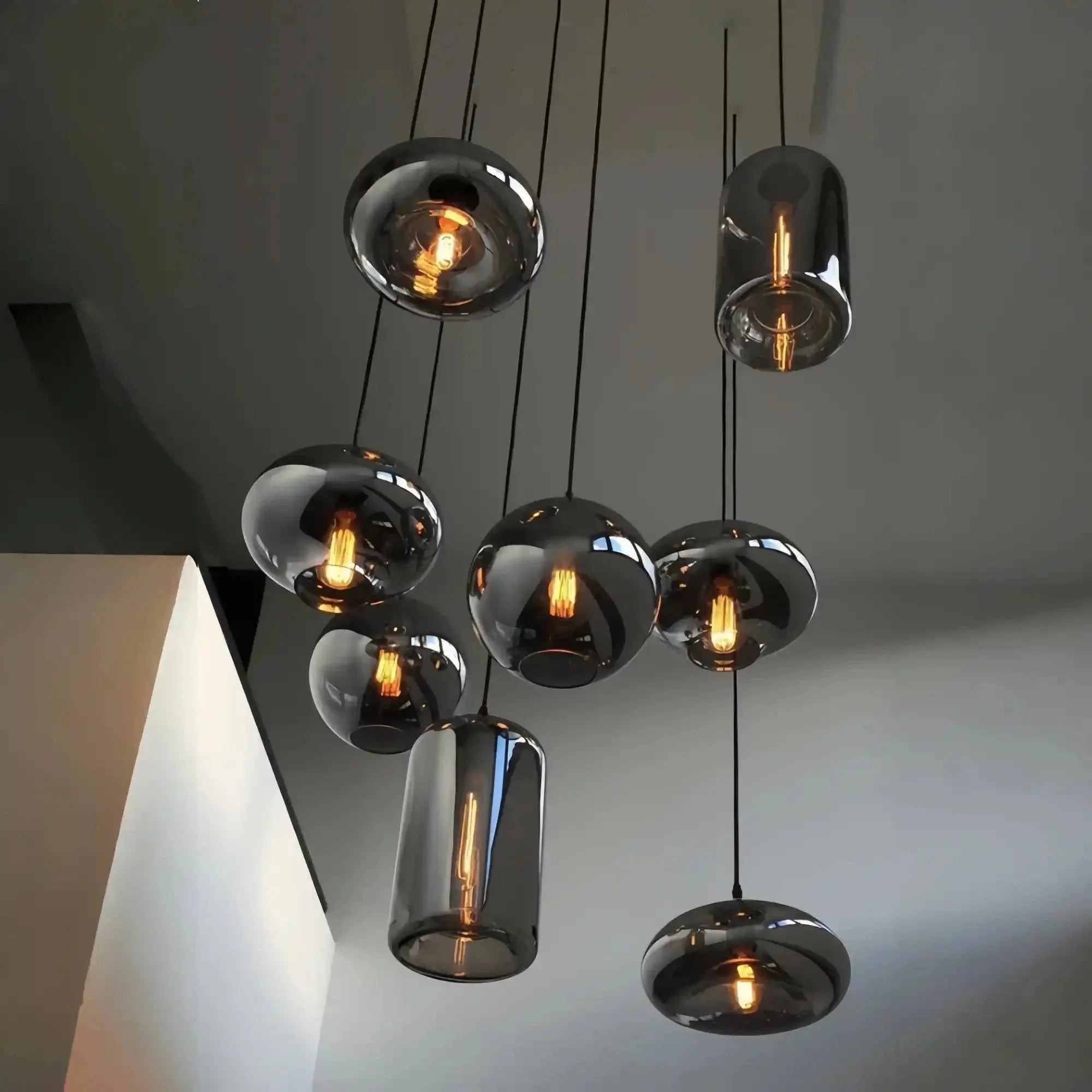 Modern Pendant Fixture light For 2 Story Foyer /Enterway /Staircase - Ceiling Plate: L27.6"*W27.6"/6 LightsWarm LightBlushlighting