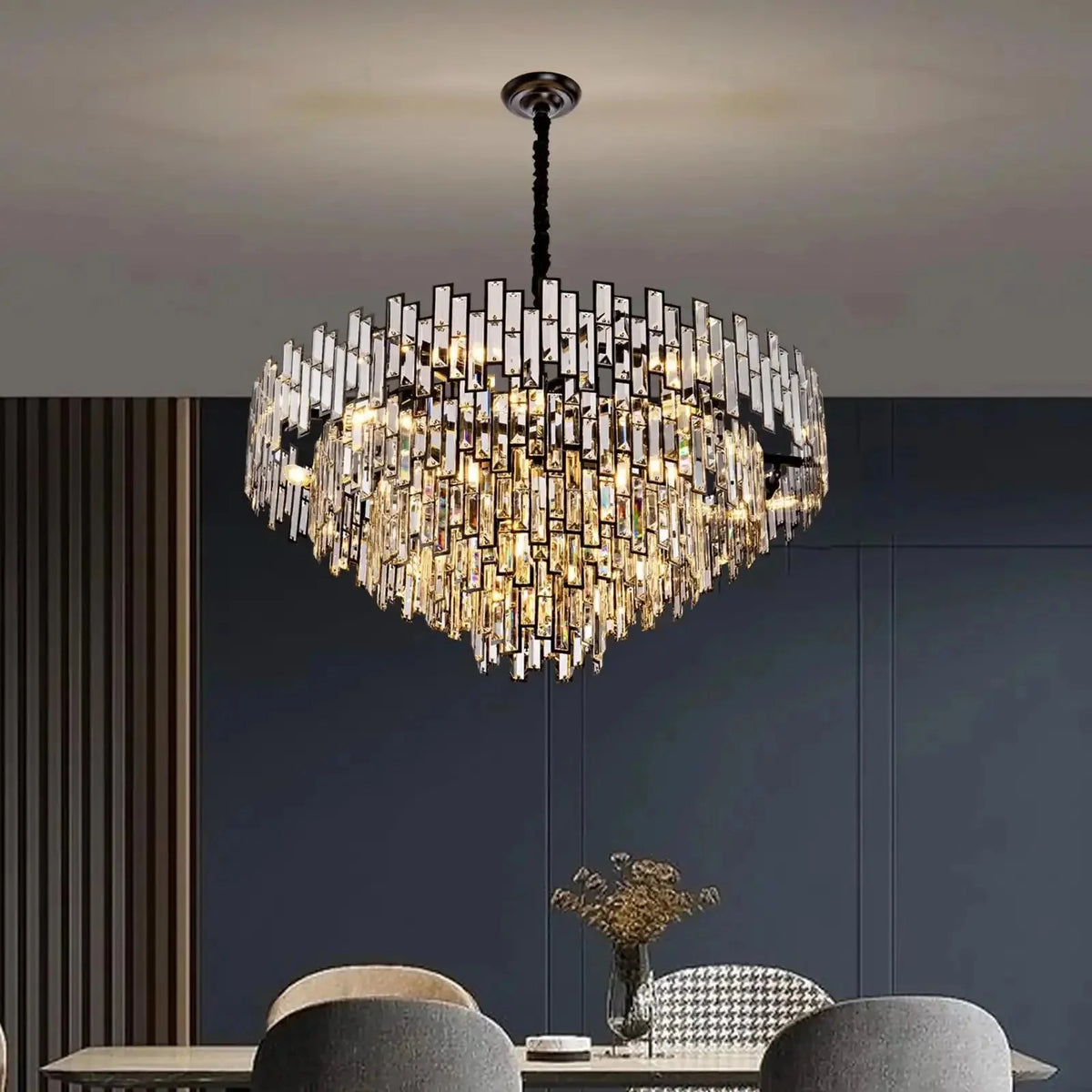 Modern Round Luxury K9 Crystal Chandelier for Dining Room Entryway Foyer