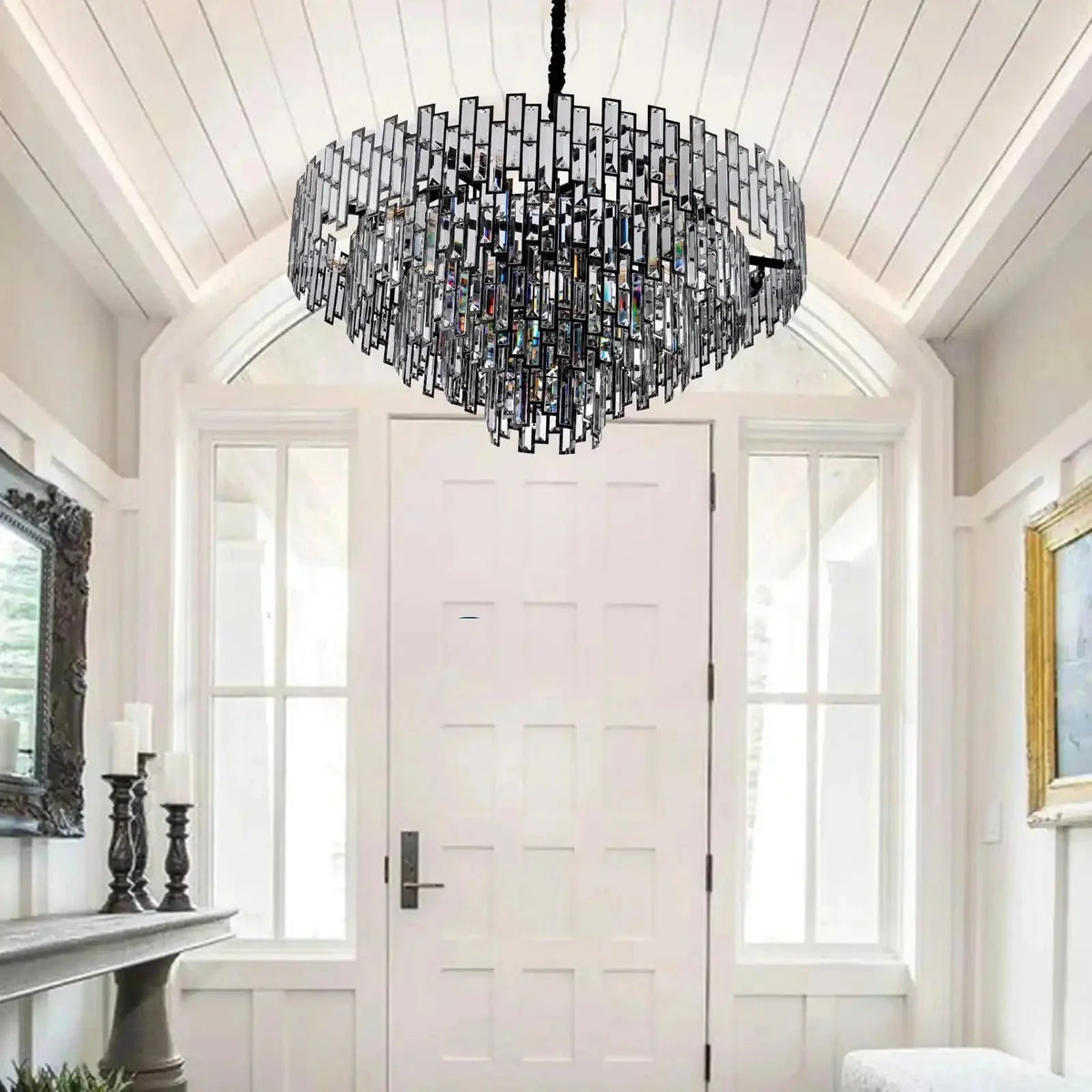 Modern Round Luxury K9 Crystal Chandelier for Dining Room Entryway Foyer