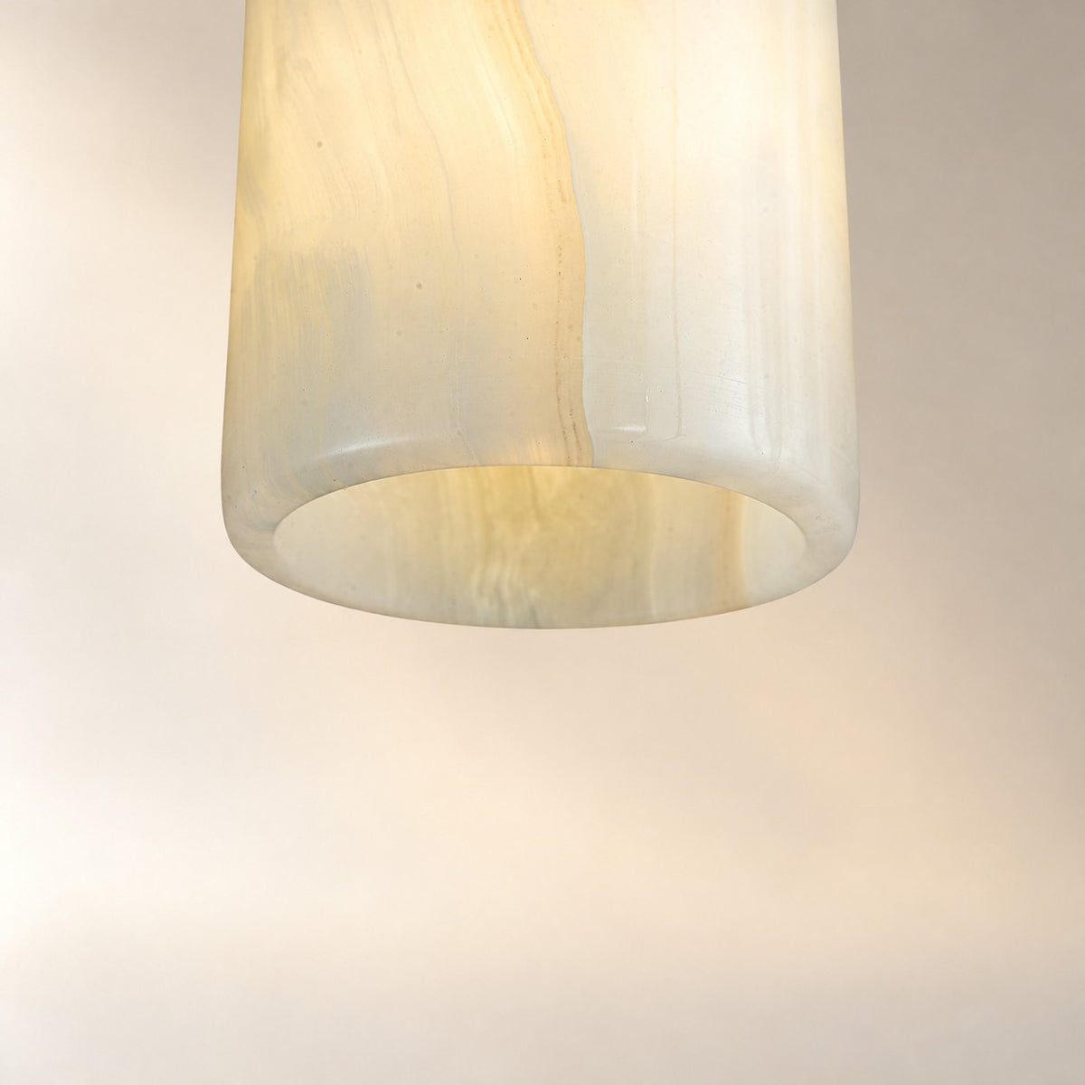 Modern Sculptural Jade Stone Pendant Light - Set of 3