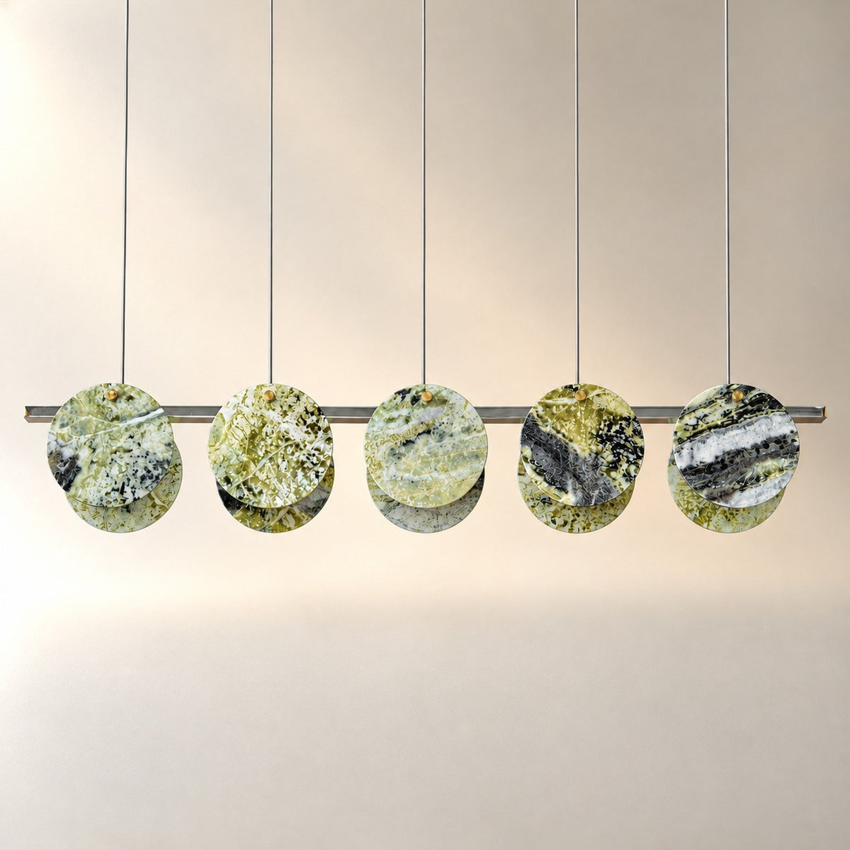 Modern Sculptural Luxury stone Linear Chandelier