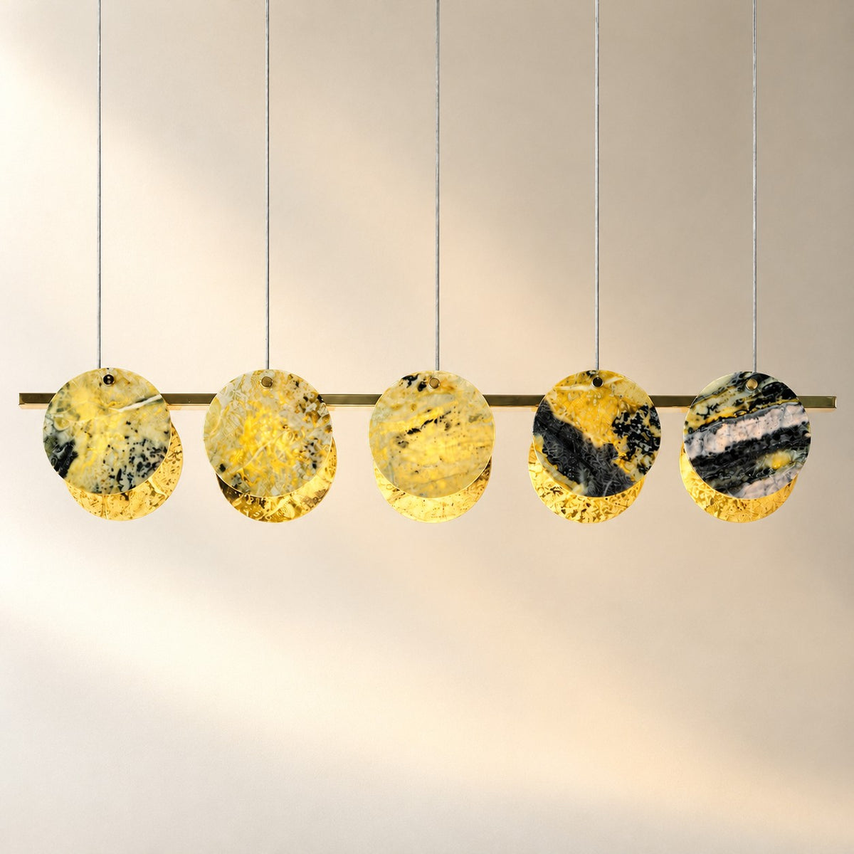 Modern Sculptural Luxury stone Linear Chandelier
