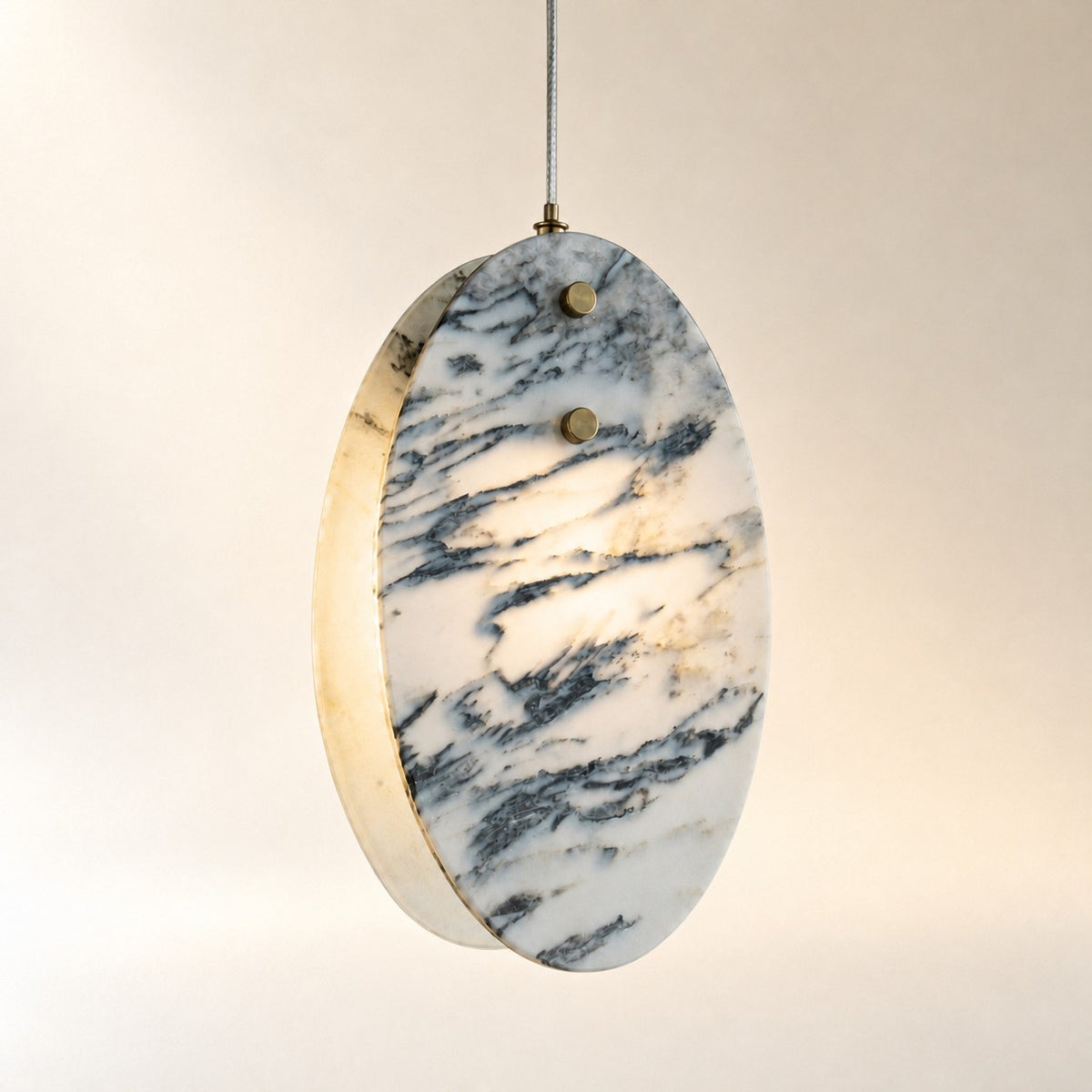 Modern Sculptural Luxury stone Oval Pendant Light Set