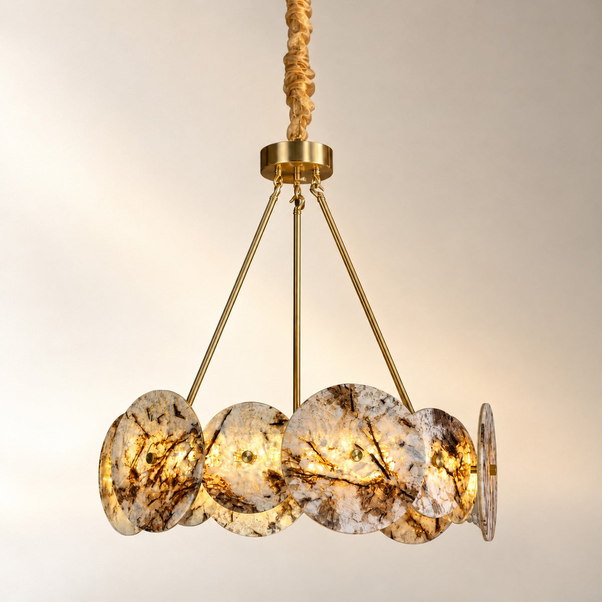 Modern Sculptural Snowcrest White Luxury stone LED Chandelier