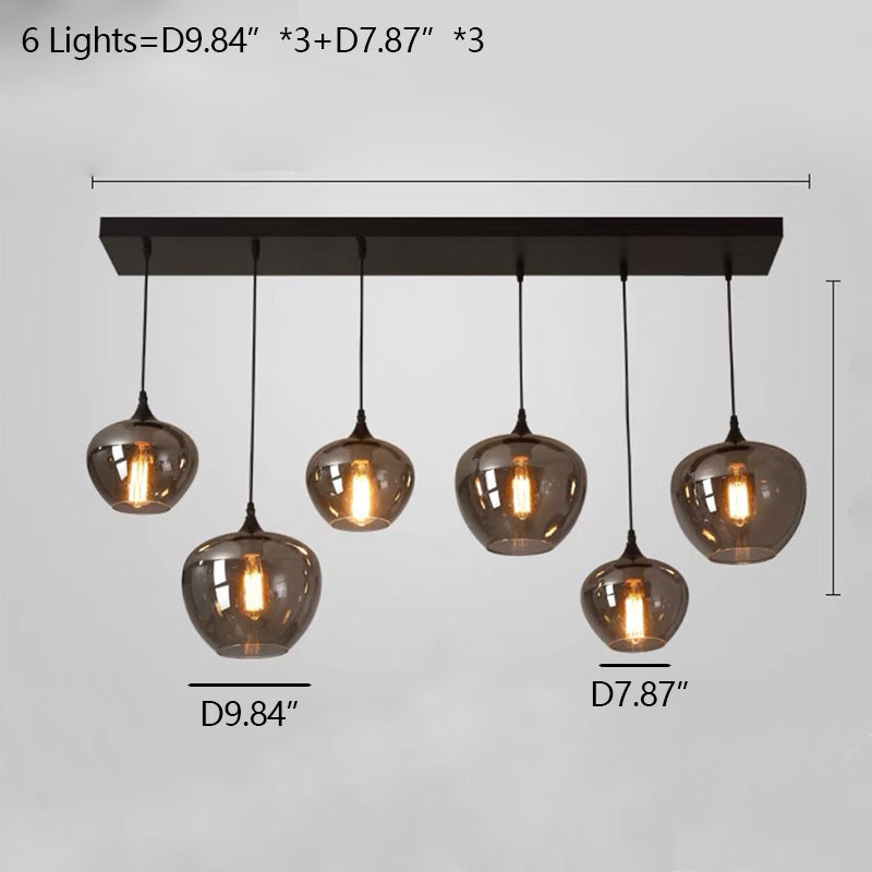 Modern Smoke Gray Glass Lamp Designer Chandelier for Cafe/Kitchen Island/Dining Room Style B