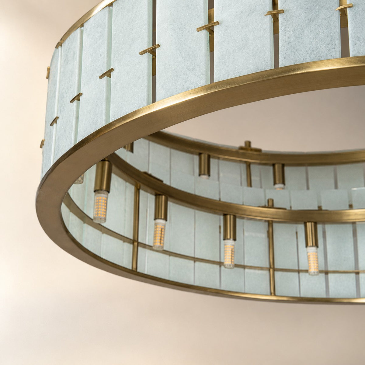 Modern Two-Tier Luxury Stone Round Chandelier
