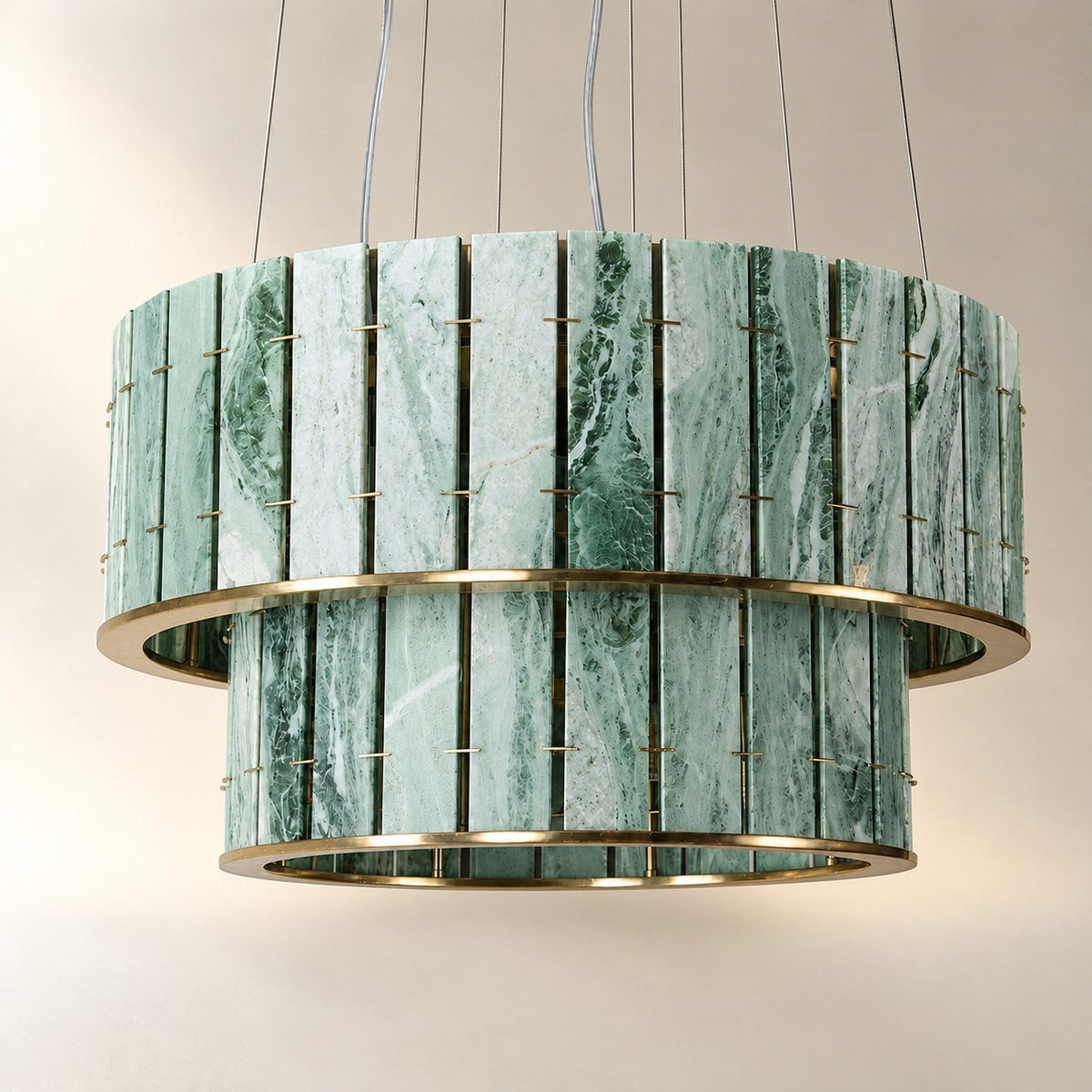 Modern Two-Tier Luxury Stone Round Chandelier
