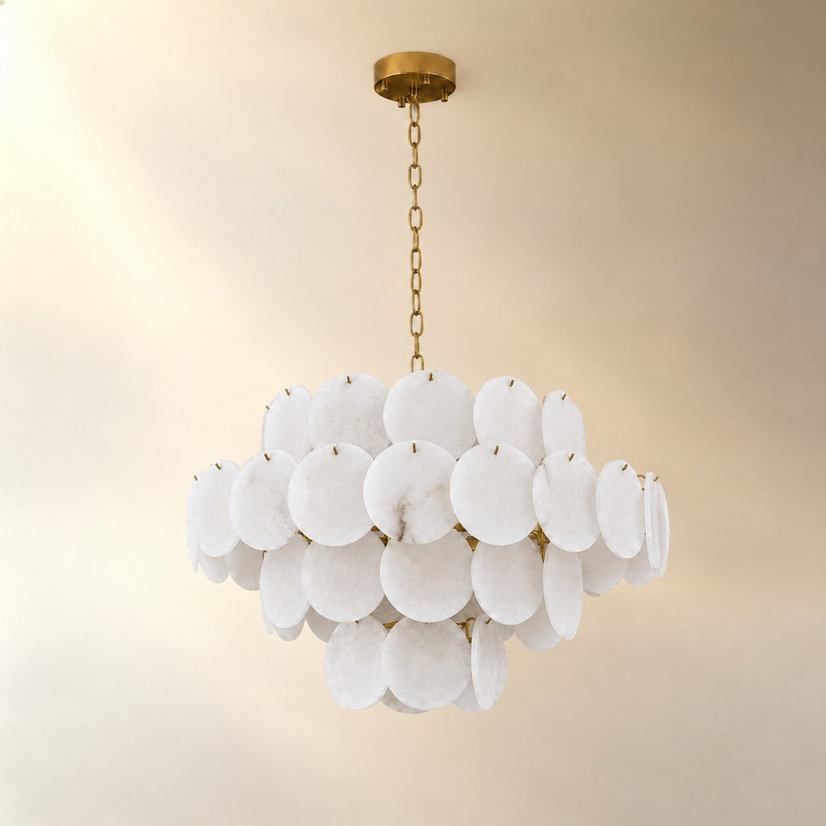 Natural Alabaster 31.5" Round Chandelier
