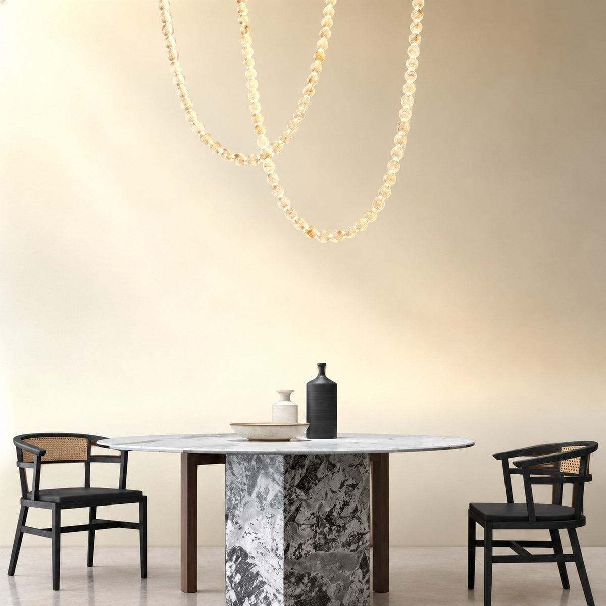 Natural Alabaster Globes Beads Chandelier