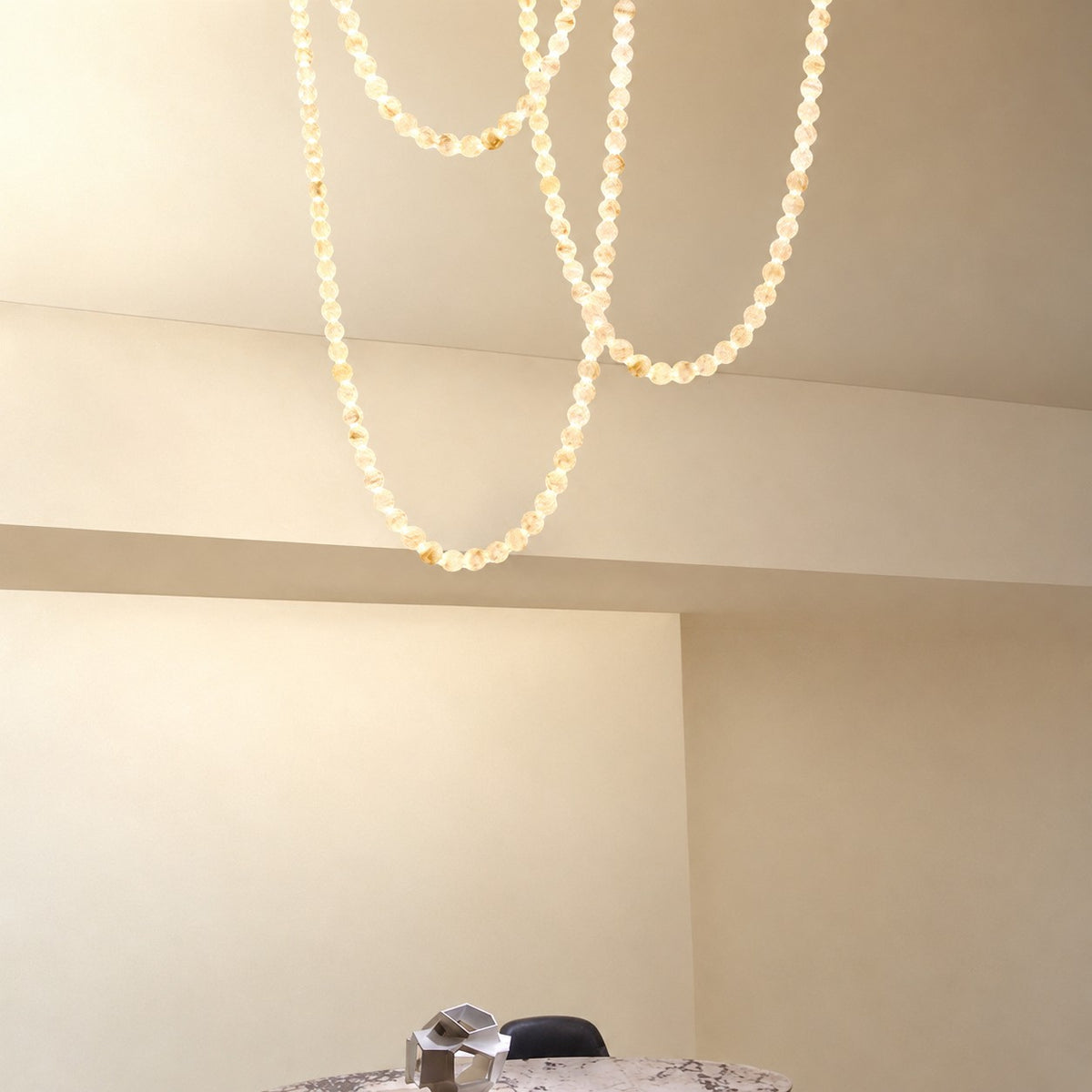 Natural Alabaster Globes Beads Chandelier