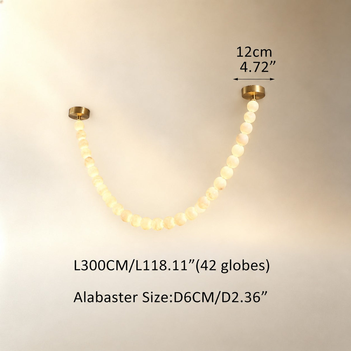Natural Alabaster Globes Beads Chandelier
